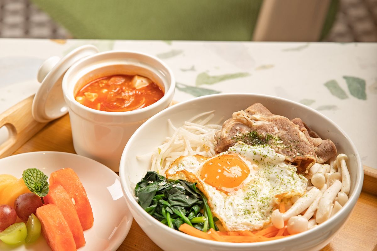 Illustrative Korean food photo; not a photo of 8 Ounce Korean Steakhouse