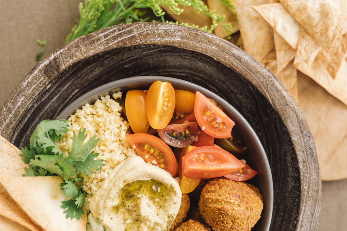Illustrative Mediterranean food photo; not a photo of Cafe Petra Greek & Lebanese Restaurant