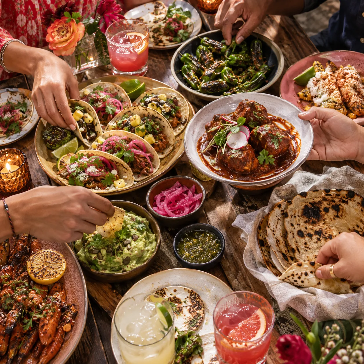 Friends enjoying food together